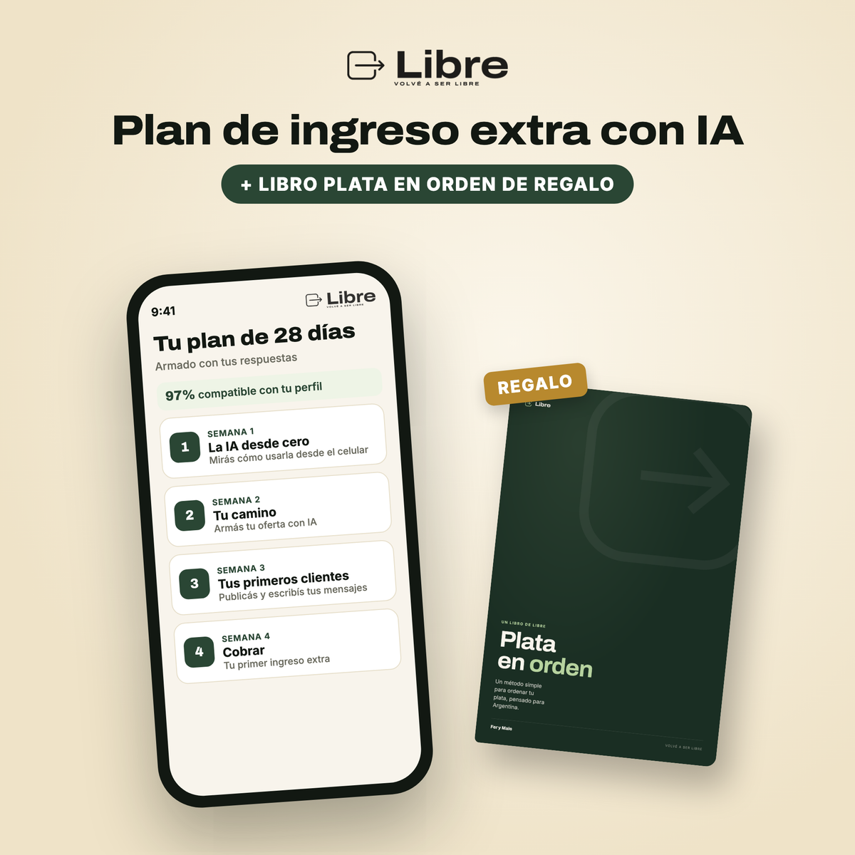 Plan de ingreso extra con IA + 🎁 Libro Plata en orden de regalo